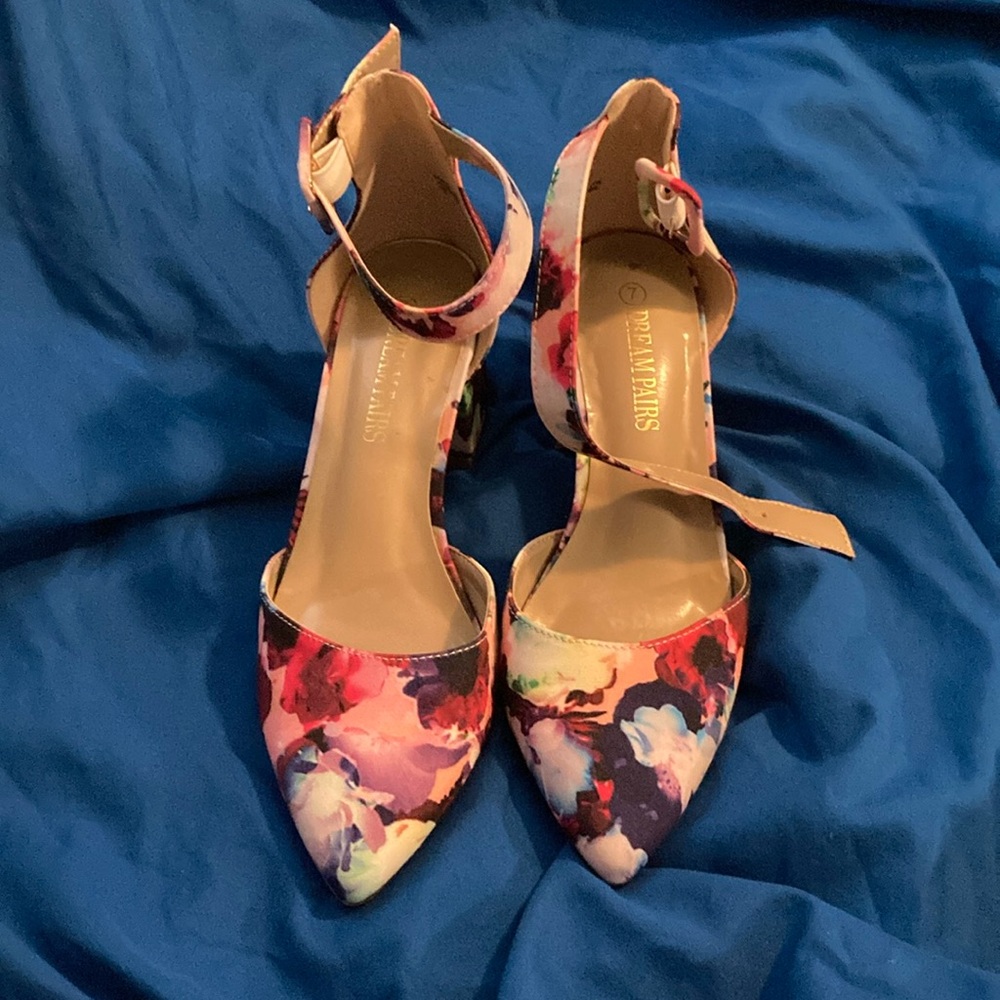 Pointed toe 2 inch block heel with buckle strap multi-color dress shoe